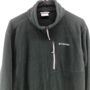 Columbia Jacket Mens XL Green Gray Accent Full Zip Fleece Hiking Outdoors Casual